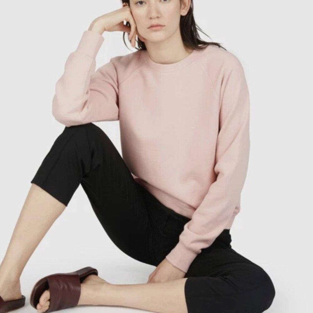 EVERLANE Women's 8 Classic Blush Pink Cropped Crewneck Sweatshirt - Picture 2 of 7